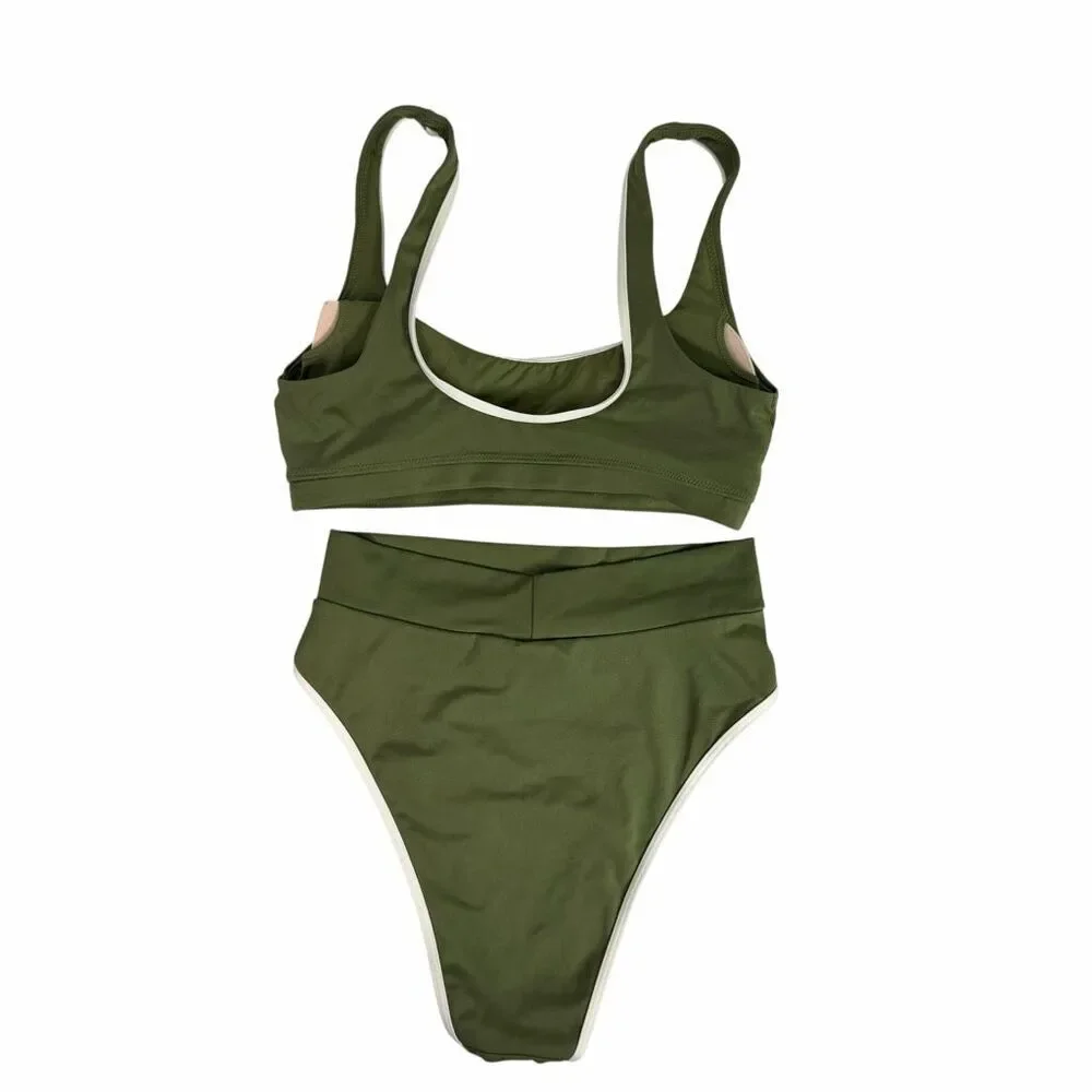 Offline by Aerie Medium Scoop Cheeky Bikini Green Cream - Picture 2 of 9